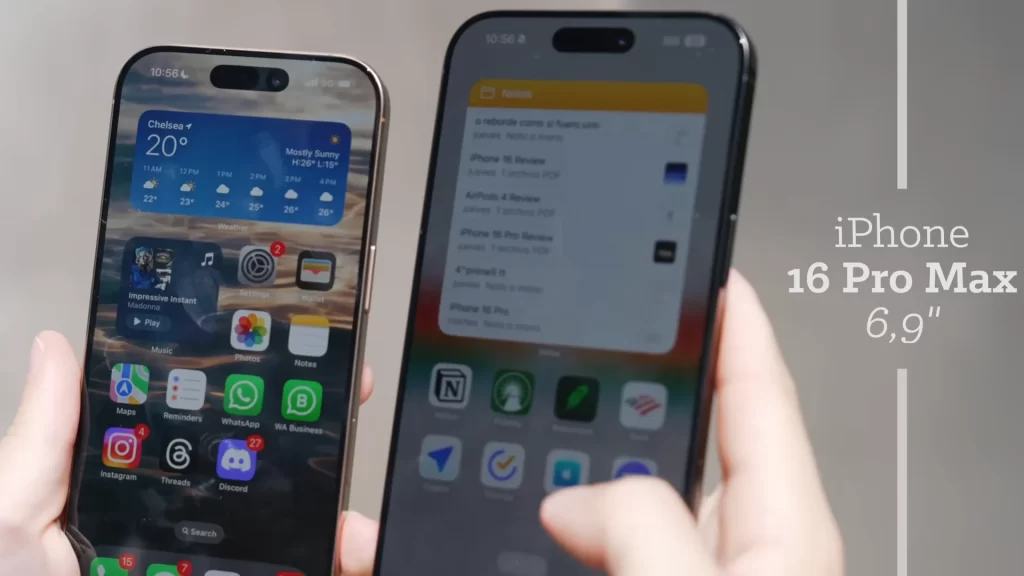 pantallas del iphone 16 pro y pro max