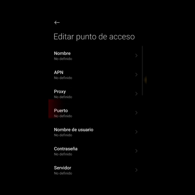 editar punto de acceso apn