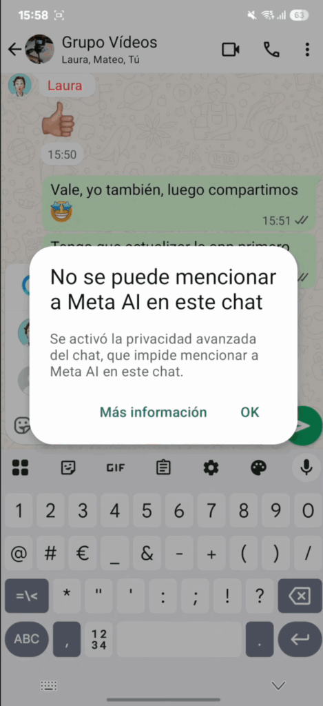 mensaje de meta ai